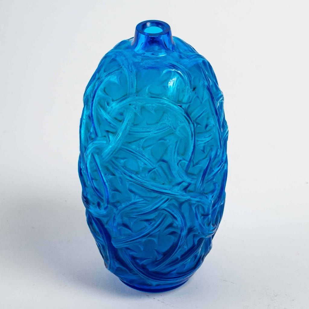 Vase « Ronces » verre bleu électrique de René LALIQUE | Biron Vase "Ronces" verre bleu électrique de René LALIQUE