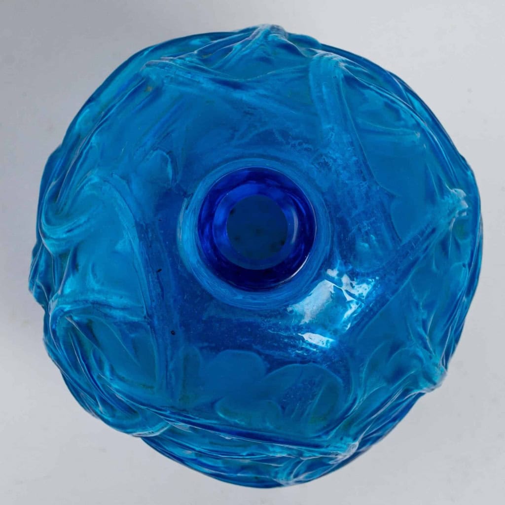 Vase « Ronces » verre bleu électrique de René LALIQUE | Biron Vase "Ronces" verre bleu électrique de René LALIQUE