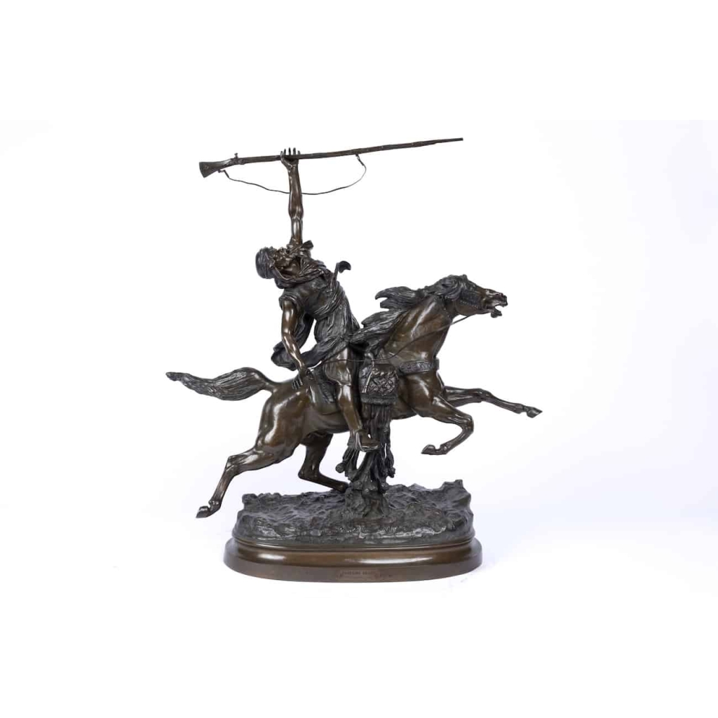 19th century orientalist bronze « The Arab Fantasia » By Prosper Lecourtier (1851-1924) | Biron ||||||