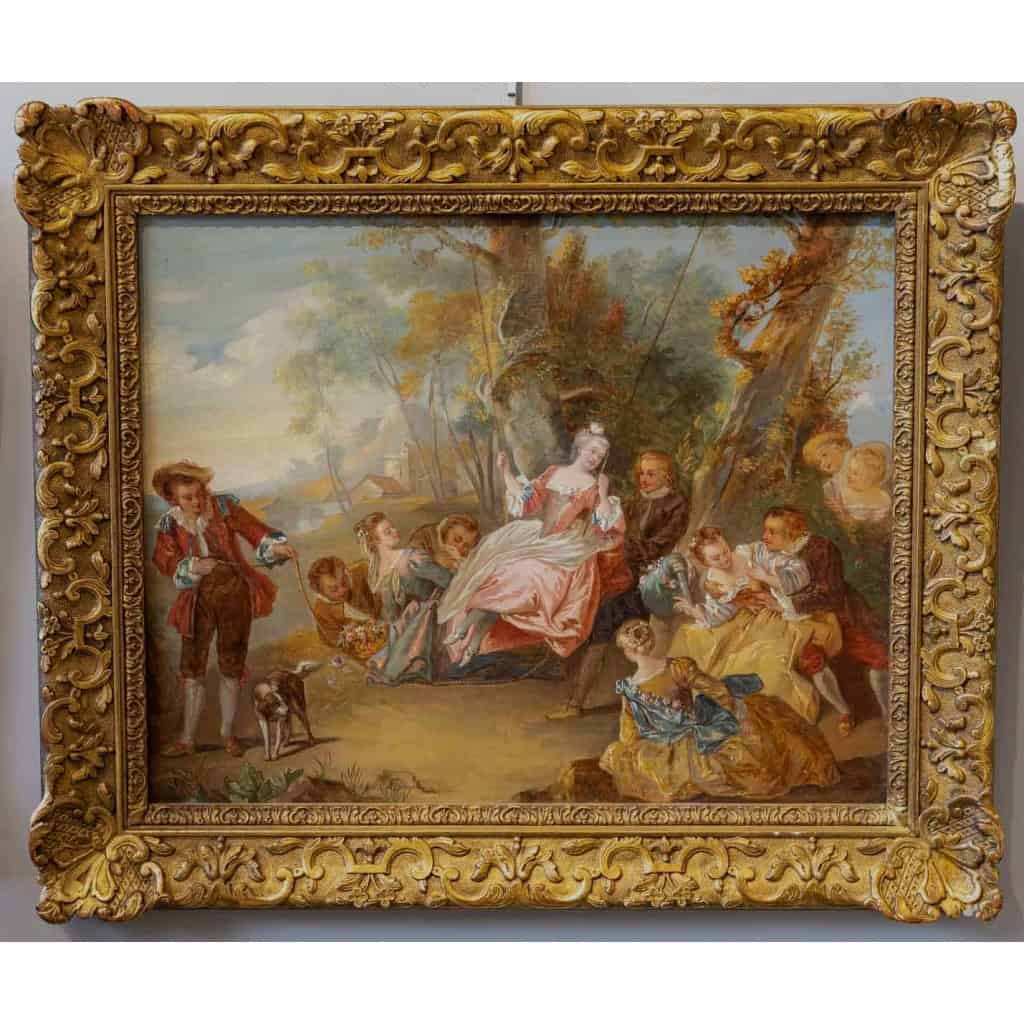 l’escarpolette huile sur panneau reprise du tableau de JB Pater | Biron |||||||