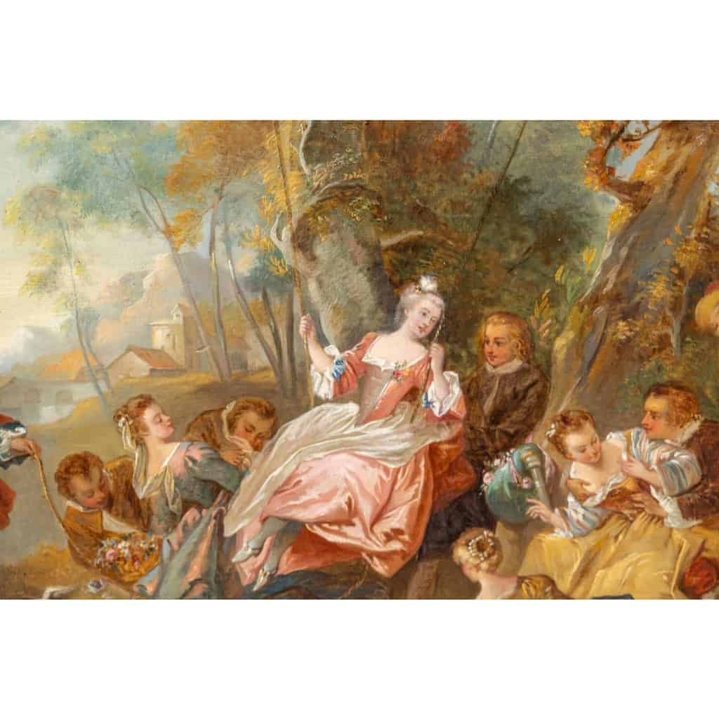 l’escarpolette huile sur panneau reprise du tableau de JB Pater | Biron l'escarpolette huile sur panneau reprise du tableau de JB Pater