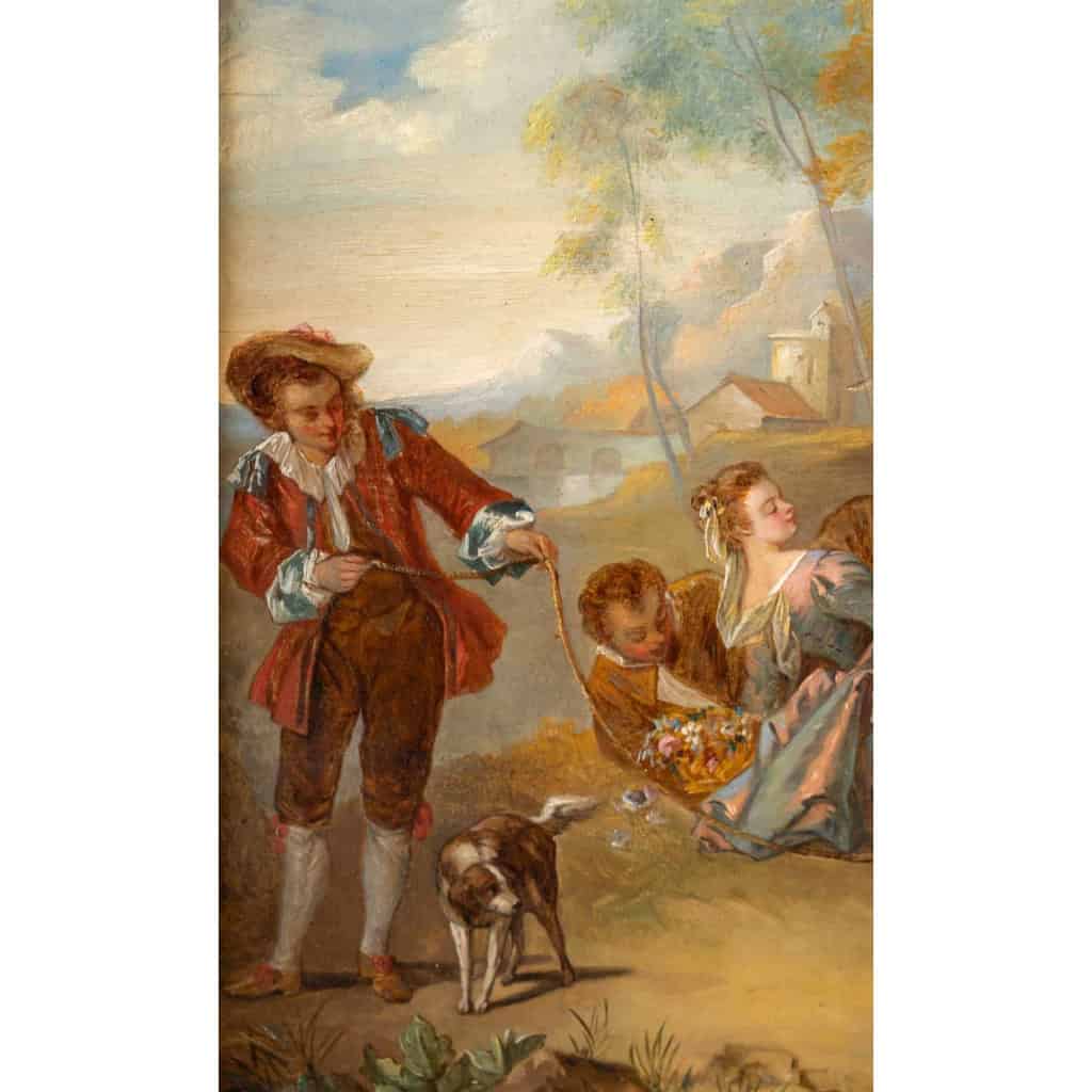 l’escarpolette huile sur panneau reprise du tableau de JB Pater | Biron l'escarpolette huile sur panneau reprise du tableau de JB Pater