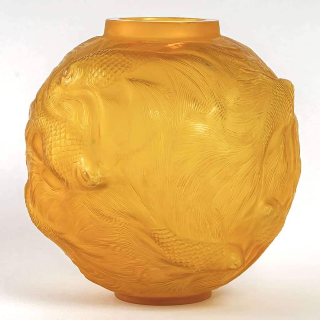Vase « Formose » verre Butterscoth double couche jaune et opalescent de René LALIQUE | Biron Vase "Formose" verre Butterscoth double couche jaune et opalescent de René LALIQUE