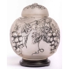 Brûle-Parfum « Raisins » verre blanc émaillé noir d’origne socle bois de René LALIQUE pour ROBJ | Biron ||||||||||||