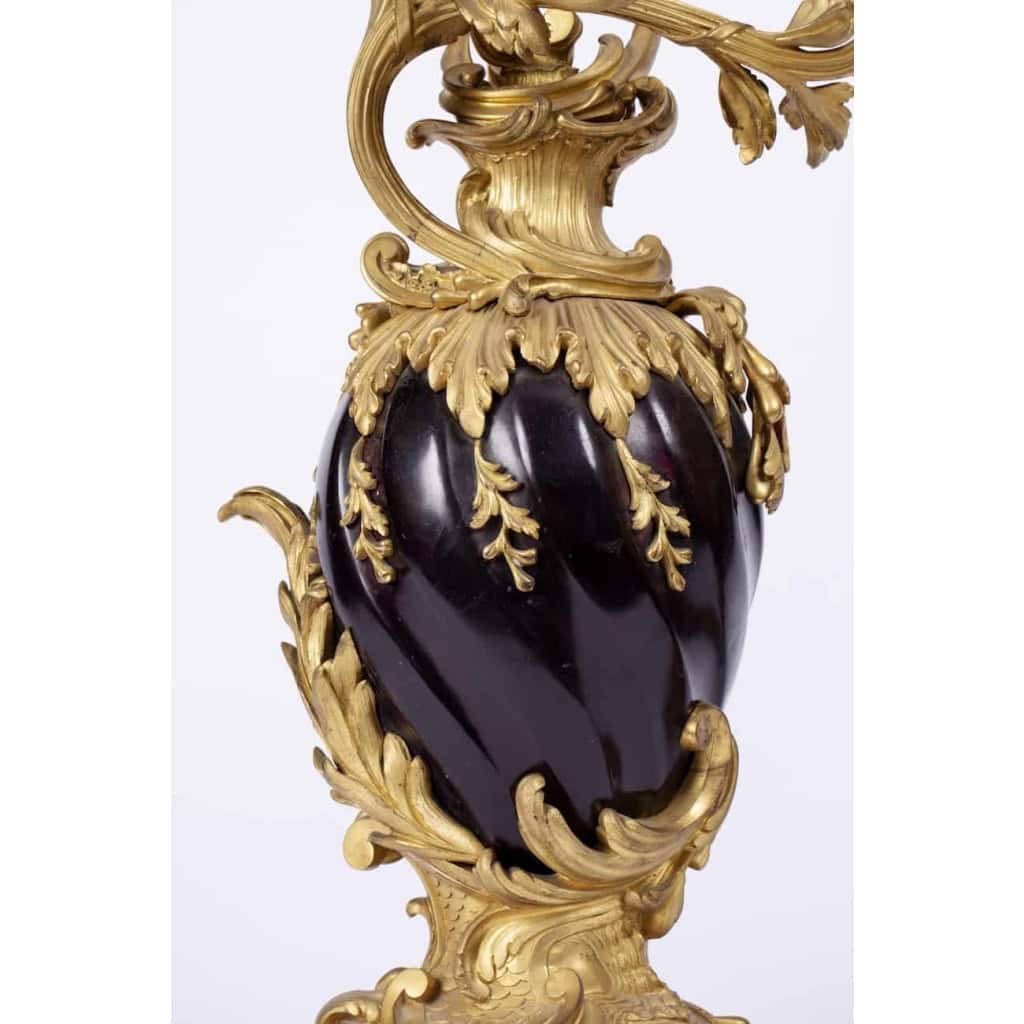 A Charming Pair Of 19th Century Louis XV St. Candelabras. | Biron A Charming Pair Of 19th Century Louis XV St. Candelabras.