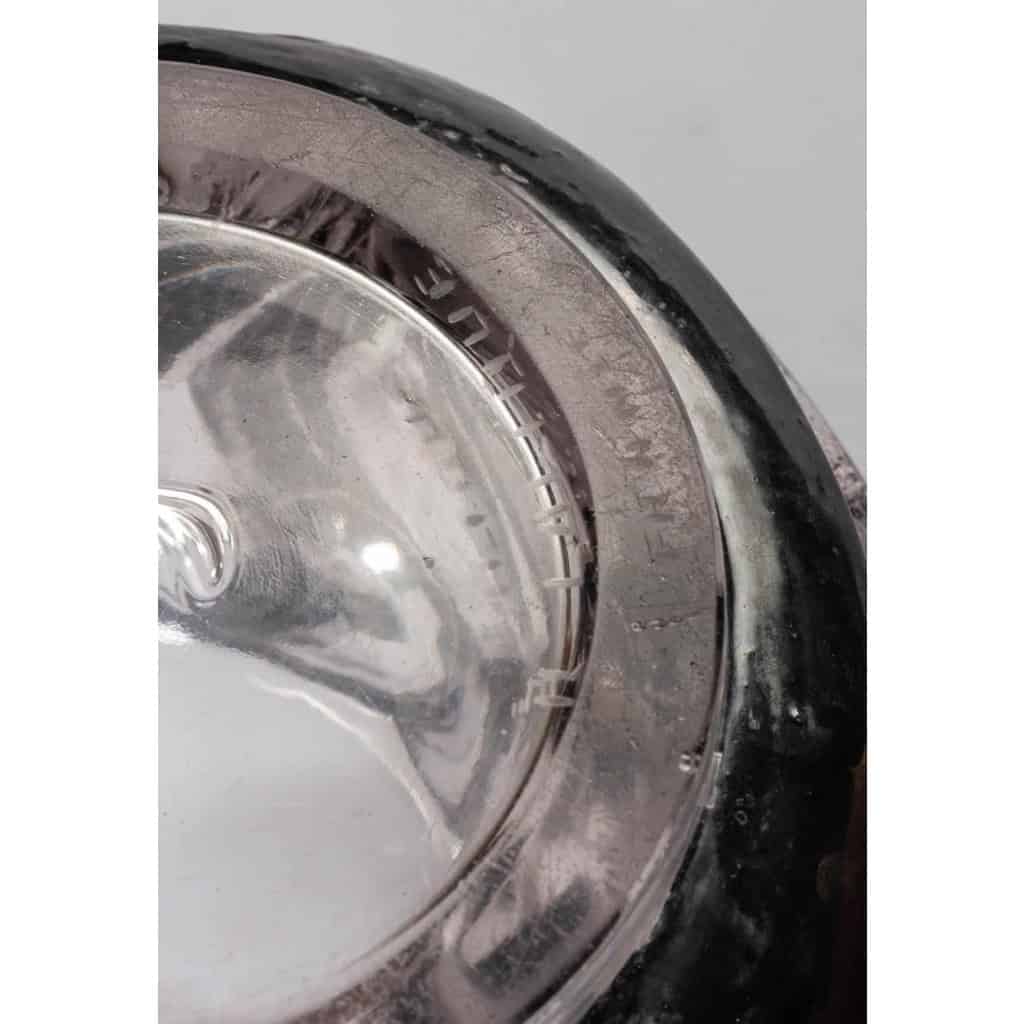 Vase « Tourbillons » verre blanc émaillé noir d’origine de René LALIQUE | Biron Vase "Tourbillons" verre blanc émaillé noir d'origine de René LALIQUE