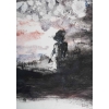 Monotype sur papier encadré sous verre, XXème siècle, signé Luez, figure au chapeau. | Biron Monotype sur papier encadré sous verre, XXème siècle, signé Luez, figure au chapeau.