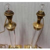 1970′ Paire De Lampes En Altuglass Et Laiton Doré
