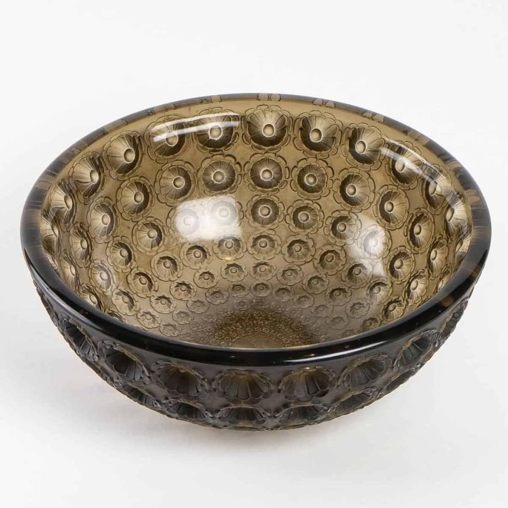 Coupe « Nemours » verre gris topaze de René LALIQUE | Biron ||||||||