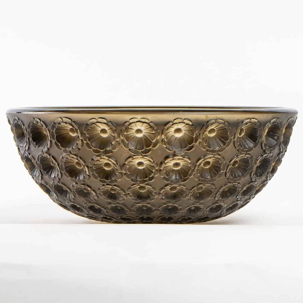 Coupe « Nemours » verre gris topaze de René LALIQUE | Biron Coupe "Nemours" verre gris topaze de René LALIQUE