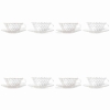Suite de 8 Tasses et Soucoupes « Cactus » verre blanc émaillé noir de René LALIQUE | Biron ||||||||||