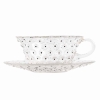 Suite de 8 Tasses et Soucoupes « Cactus » verre blanc émaillé noir de René LALIQUE | Biron Suite de 8 Tasses et Soucoupes "Cactus" verre blanc émaillé noir de René LALIQUE