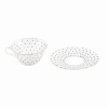 Suite de 8 Tasses et Soucoupes « Cactus » verre blanc émaillé noir de René LALIQUE | Biron Suite de 8 Tasses et Soucoupes "Cactus" verre blanc émaillé noir de René LALIQUE