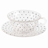 Suite de 8 Tasses et Soucoupes « Cactus » verre blanc émaillé noir de René LALIQUE | Biron Suite de 8 Tasses et Soucoupes "Cactus" verre blanc émaillé noir de René LALIQUE