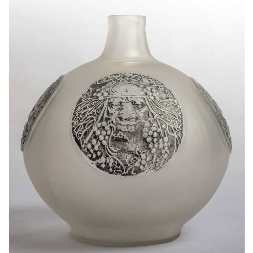 Vase « Quatre Masques » verre blanc patiné gris de René LALIQUE | Biron ||||||||