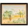 Aquarelle sur Papier de Luez, Paysage Africain, encadré sous verre, XXème siècle. | Biron |||||||