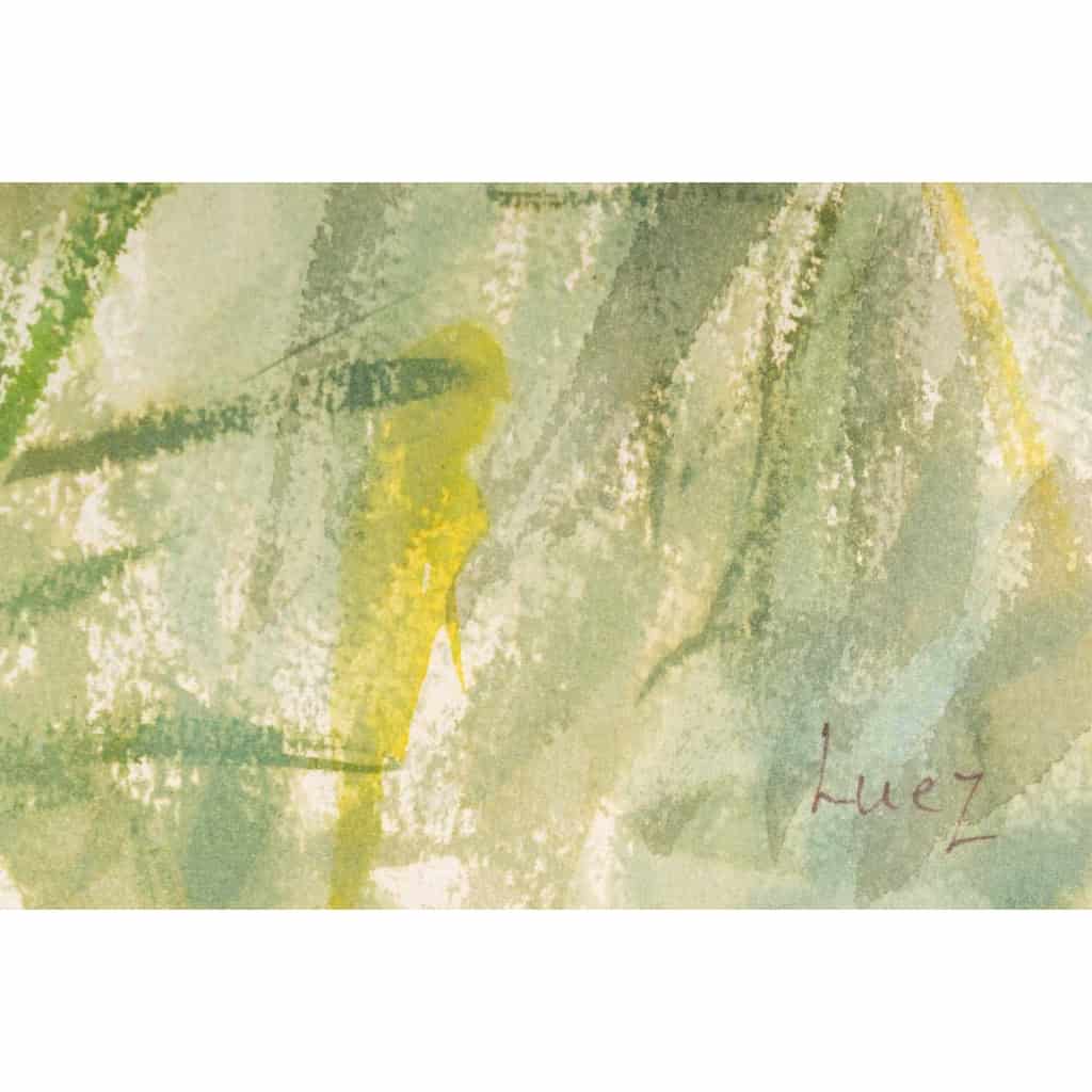 Aquarelle sur Papier de Luez, Paysage Africain, encadré sous verre, XXème siècle. | Biron Aquarelle sur Papier de Luez, Paysage Africain, encadré sous verre, XXème siècle.
