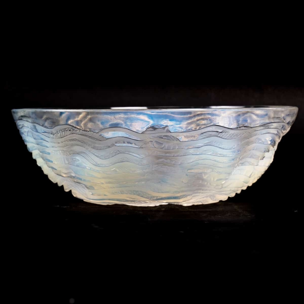 Coupe « Dauphins » verre opalescent de René LALIQUE | Biron Coupe "Dauphins" verre opalescent de René LALIQUE