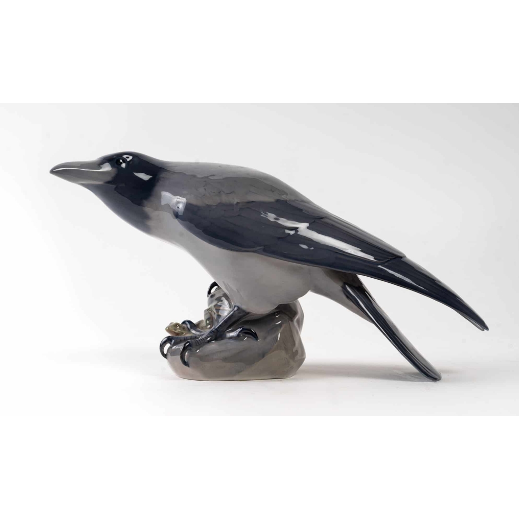 Corbeau et grenouille en porcelaine par royal Copenhague | Biron |||||||||