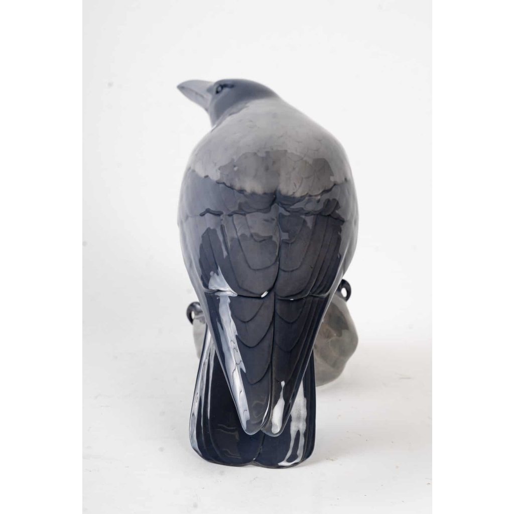 Corbeau et grenouille en porcelaine par royal Copenhague | Biron Corbeau et grenouille en porcelaine par royal Copenhague