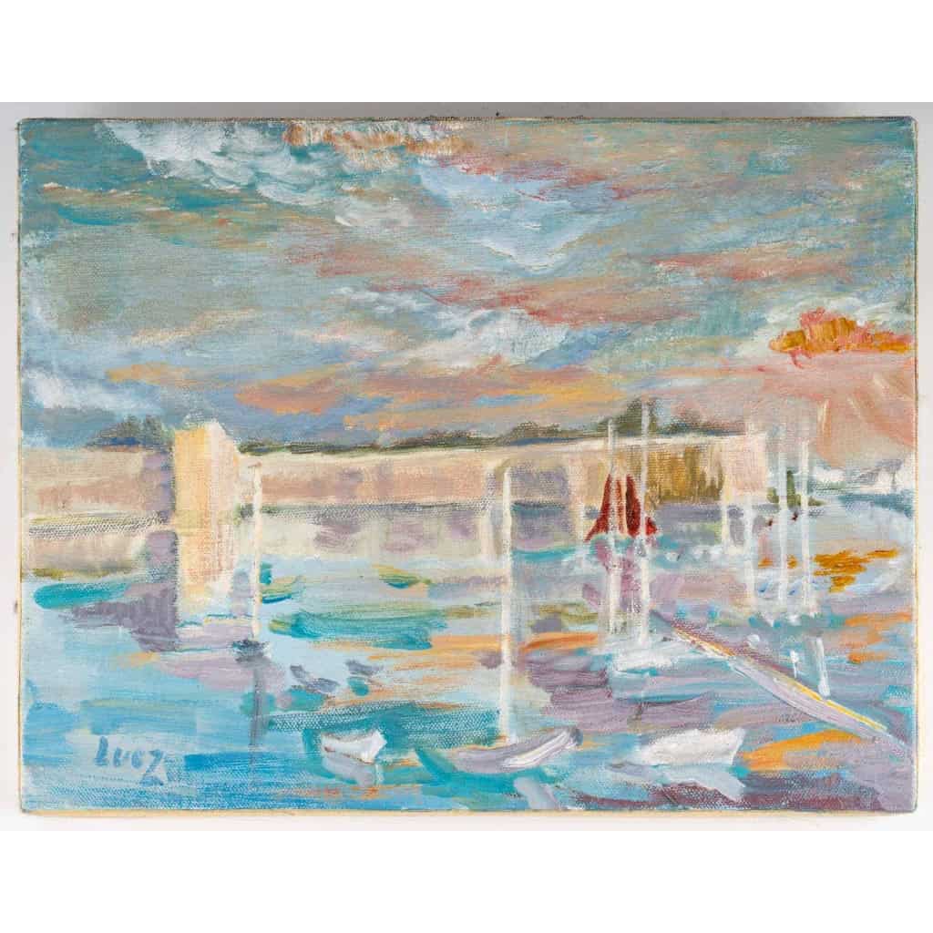 Le port, huile sur toile, XXème siècle . | Biron ||||||