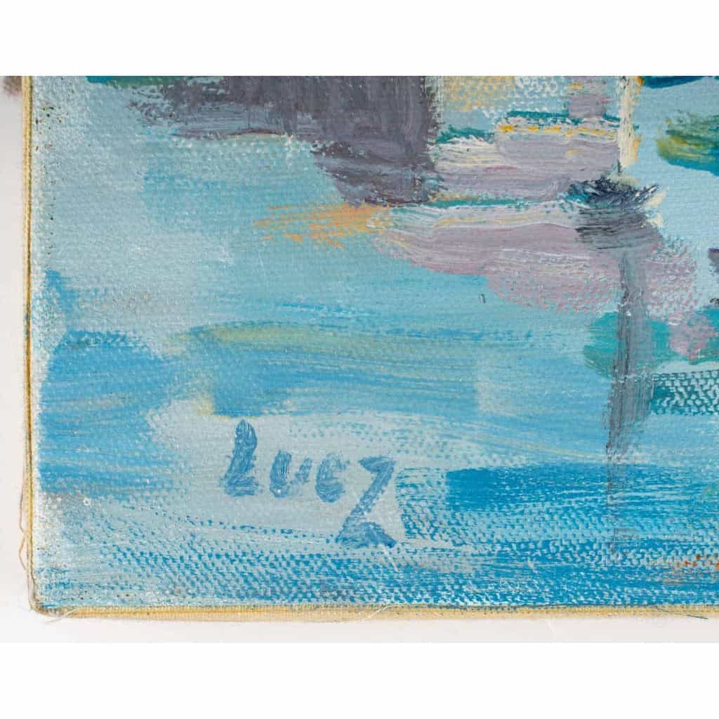 Le port, huile sur toile, XXème siècle . | Biron Le port, huile sur toile, XXème siècle .