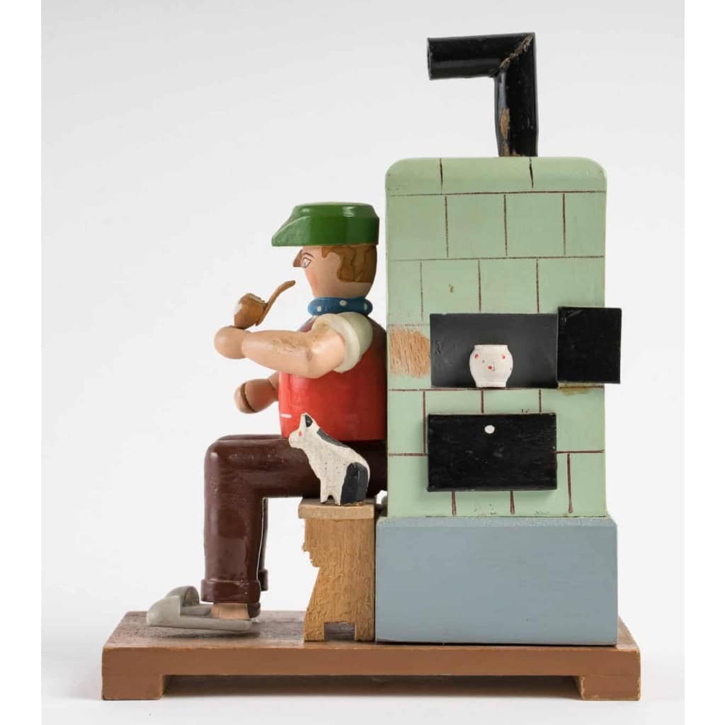 Supporte à Bougie, Art populaire, Bois sculpté, 1950. | Biron |||||||