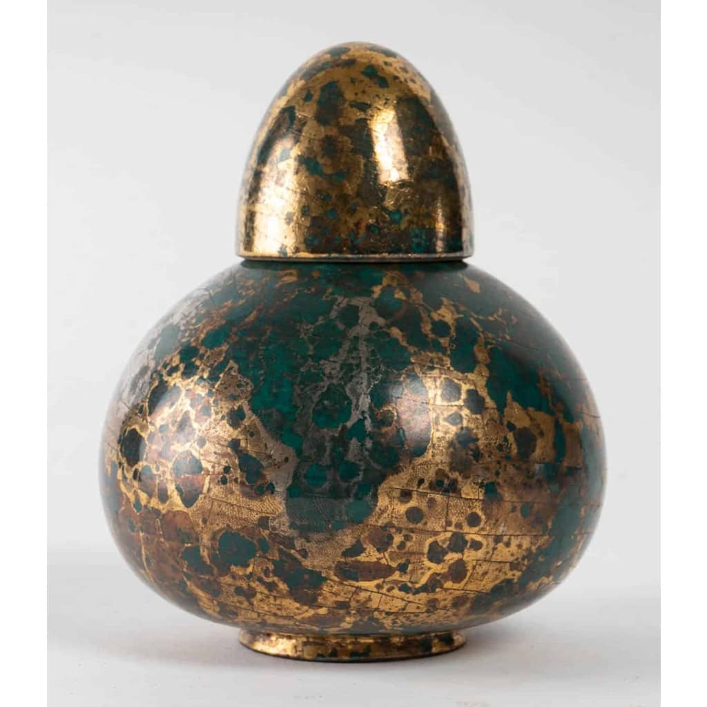 Brûle parfum en porcelaine dorée et verte, art déco, 1930 | Biron |||||||