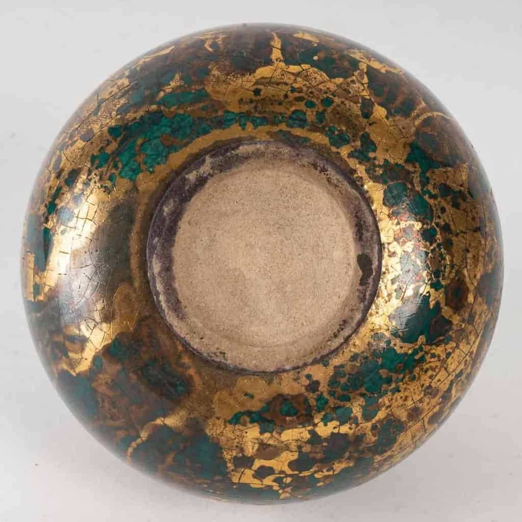 Brûle parfum en porcelaine dorée et verte, art déco, 1930 | Biron Brûle parfum en porcelaine dorée et verte, art déco, 1930
