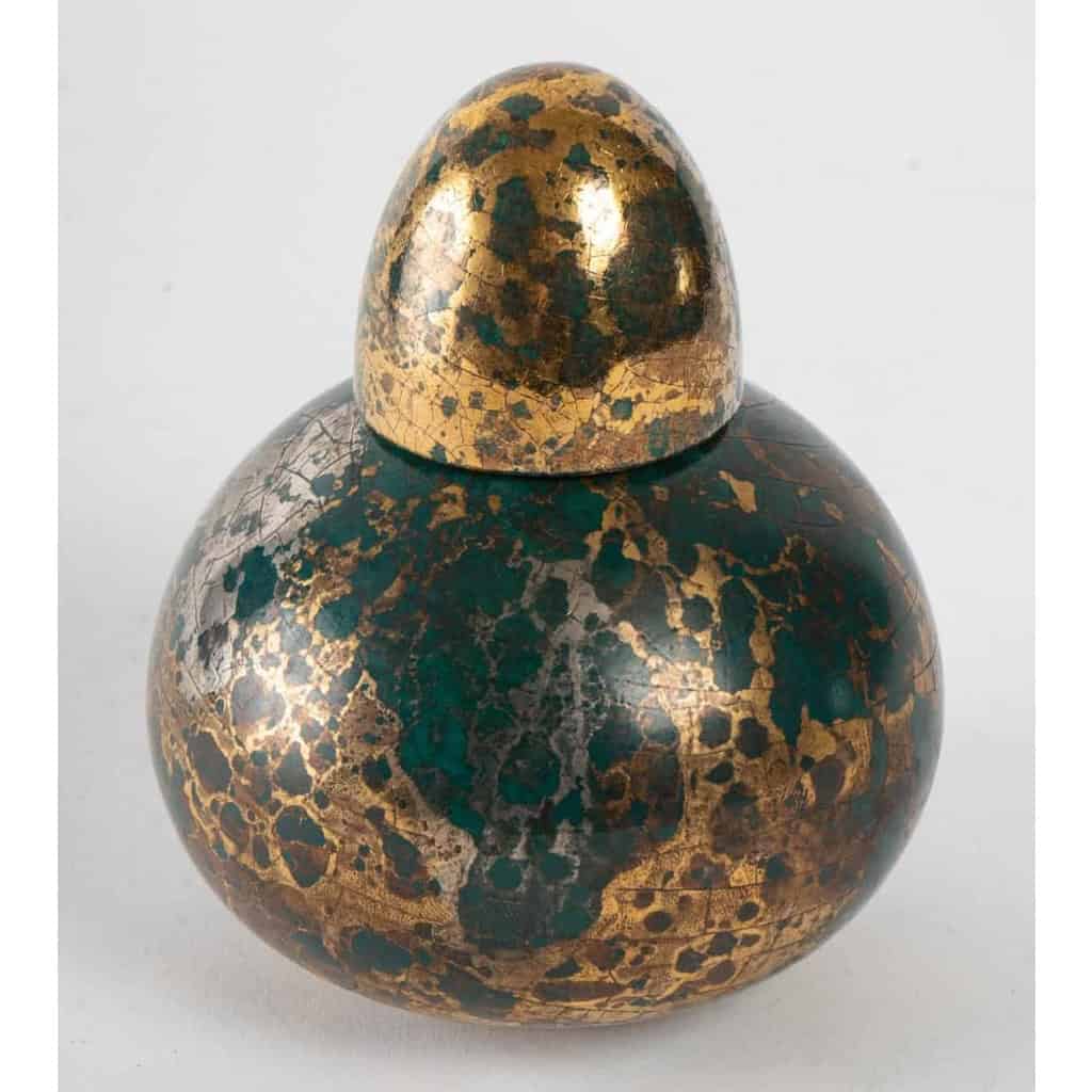 Brûle parfum en porcelaine dorée et verte, art déco, 1930 | Biron Brûle parfum en porcelaine dorée et verte, art déco, 1930