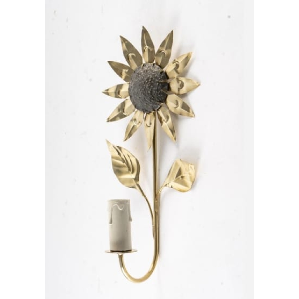 1960 Paire d’Appliques « Tournesol » en laiton doré Maison Honoré | Biron 1960 Paire d'Appliques "Tournesol" en laiton doré Maison Honoré