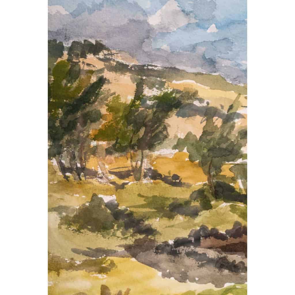 Bord de mer, XXème Siècle. Aquarelle sur papier Evelyne Luez, école de Paris | Biron Bord de mer, XXème Siècle. Aquarelle sur papier Evelyne Luez, école de Paris