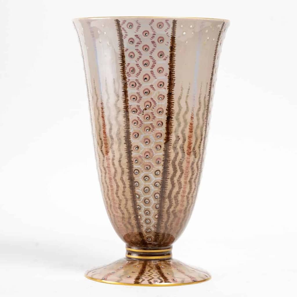 Vase conique porcelaine émaillée de SEVRES décor de Jean LUCE | Biron ||||||||
