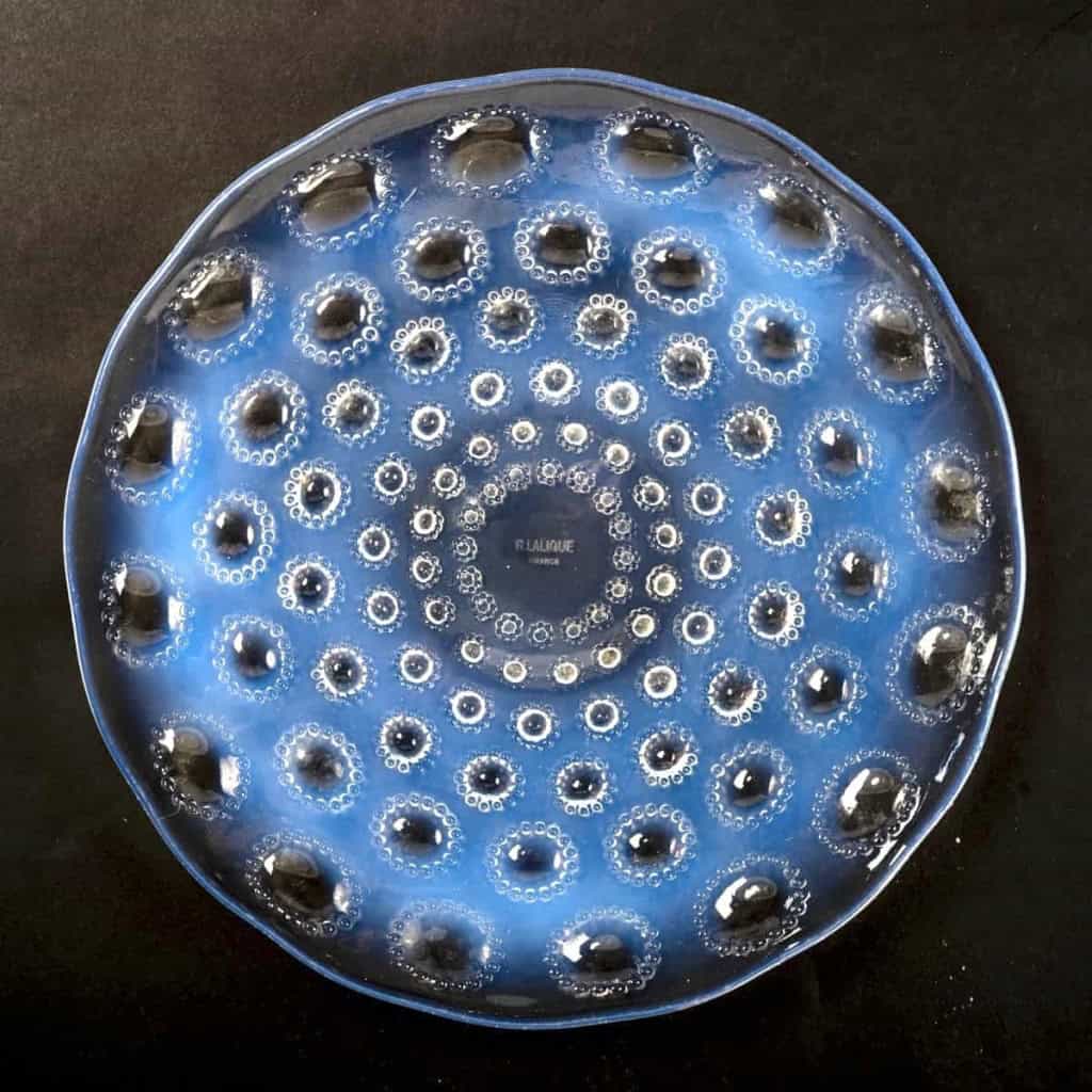 Assiette Plat « Asters » verre opalescent de René LALIQUE | Biron ||||||