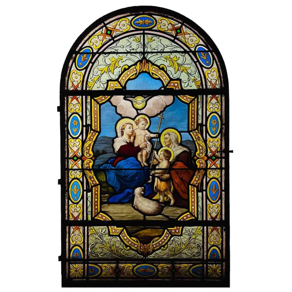 Vitrail Vierge à l’enfant Jésus et Saint Jean-Baptiste Atelier LORIN | Biron ||||