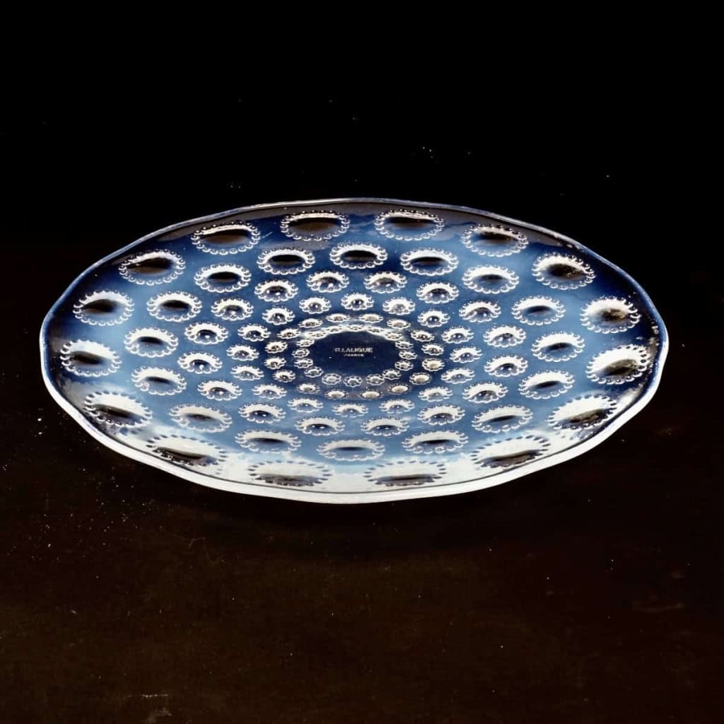 Assiette Plat « Asters » verre opalescent de René LALIQUE | Biron Assiette Plat "Asters" verre opalescent de René LALIQUE