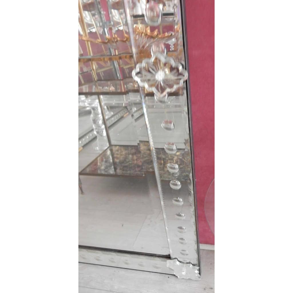 1900′ Miroir Venise à Bulles à Fronton 159 X 84 CM | Biron 1900′ Miroir Venise à Bulles à Fronton 159 X 84 CM