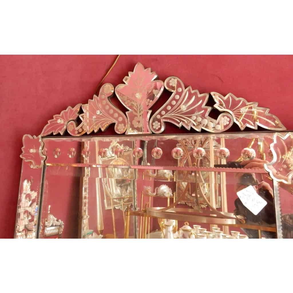 1900′ Miroir Venise à Bulles à Fronton 159 X 84 CM | Biron 1900′ Miroir Venise à Bulles à Fronton 159 X 84 CM