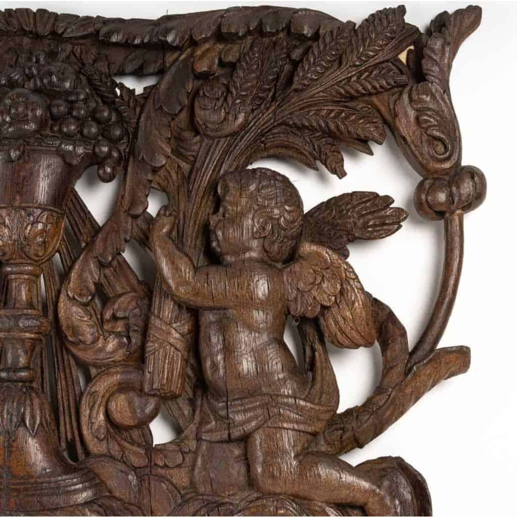 un grand panneau en chêne sculpté allegorie des saisons 17 eme siecle | Biron un grand panneau en chêne sculpté allegorie des saisons 17 eme siecle