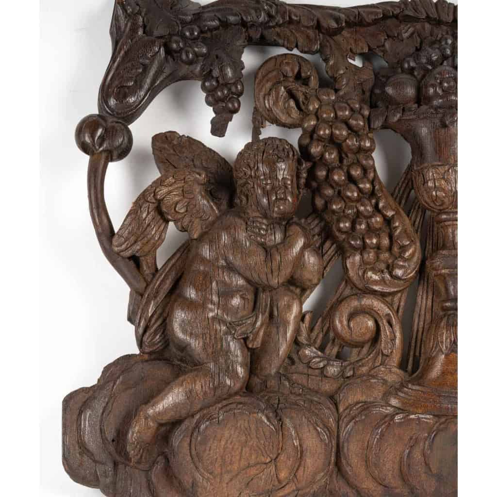 un grand panneau en chêne sculpté allegorie des saisons 17 eme siecle | Biron un grand panneau en chêne sculpté allegorie des saisons 17 eme siecle