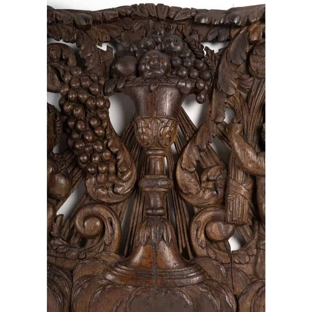 un grand panneau en chêne sculpté allegorie des saisons 17 eme siecle | Biron un grand panneau en chêne sculpté allegorie des saisons 17 eme siecle