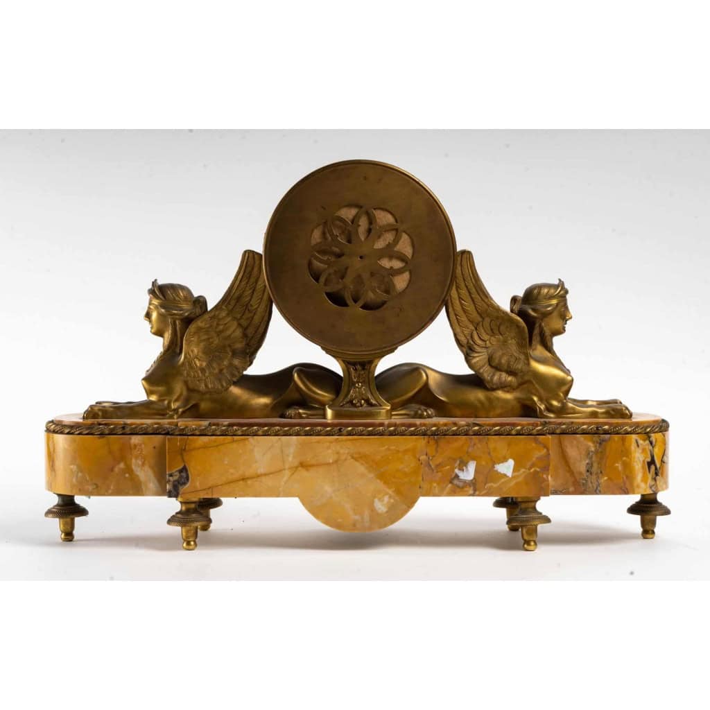 Pendule Napoléon III en bronze doré et marbre | Biron Pendule Napoléon III en bronze doré et marbre