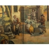Paravent en toile peinte, 1ère moitié du XIXème siècle. | Biron Paravent en toile peinte, 1ère moitié du XIXème siècle.