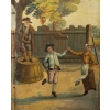 Paravent en toile peinte, 1ère moitié du XIXème siècle. | Biron Paravent en toile peinte, 1ère moitié du XIXème siècle.