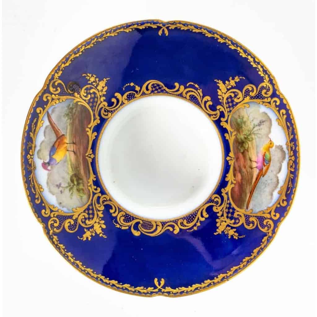 Trembleuse bleu de sèvres et or décors d'oiseaux ( Paris 1800 )