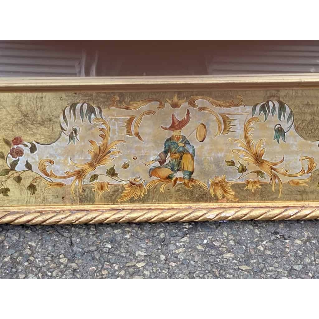 1950/70 Miroir aux Chinois Décor Eglomisé Et Feuilles d’Or | Biron 1950/70 Miroir aux Chinois Décor Eglomisé Et Feuilles d’Or