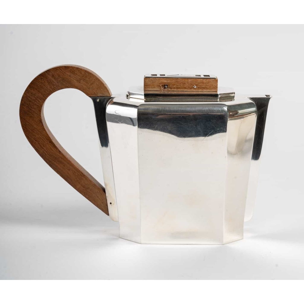 Service à Thé Et à Café à Pans Coupés Argent Massif Et Noyer de 1937 Jean E. PUIFORCAT | Biron Service à Thé Et à Café à Pans Coupés Argent Massif Et Noyer de 1937 Jean E. PUIFORCAT