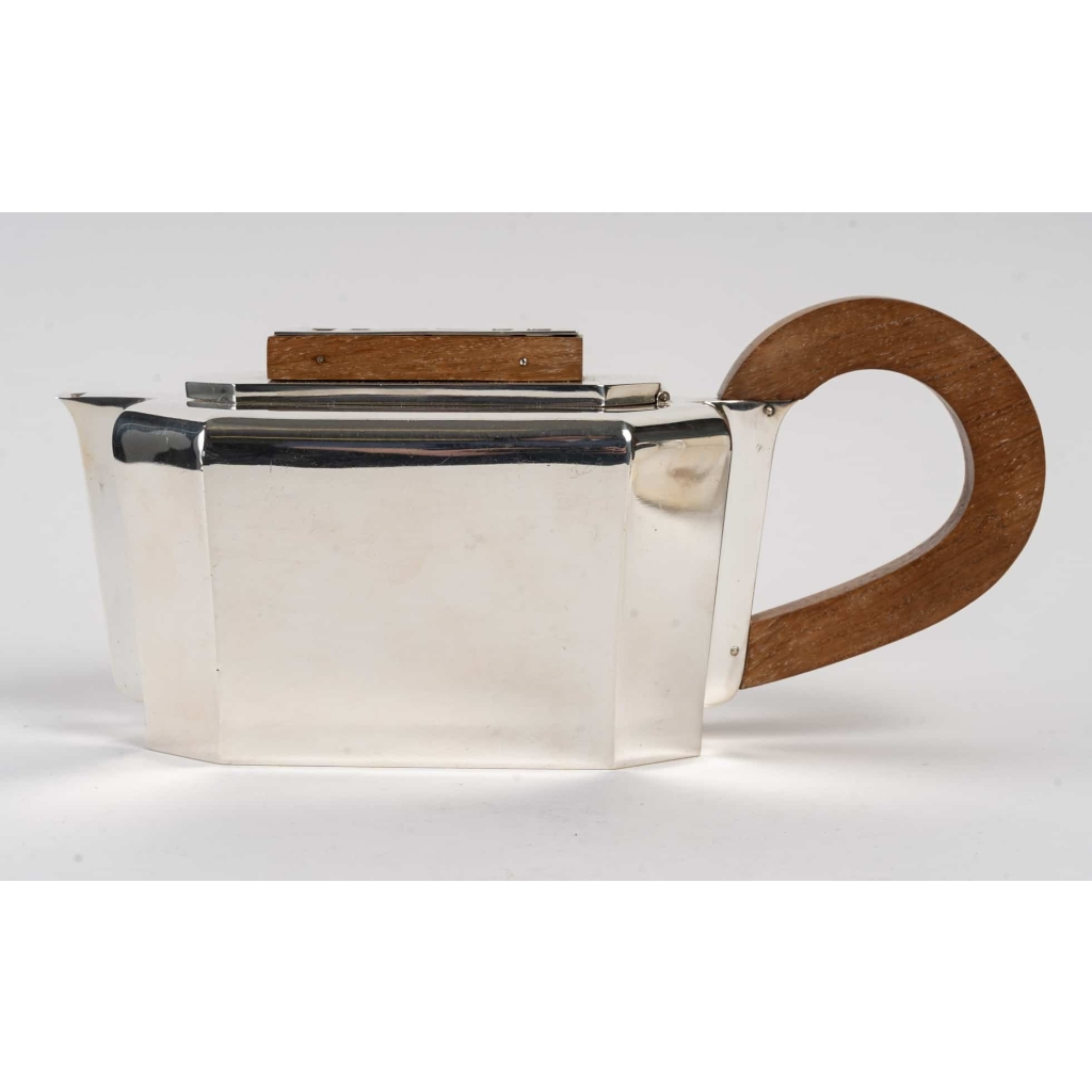 Service à Thé Et à Café à Pans Coupés Argent Massif Et Noyer de 1937 Jean E. PUIFORCAT | Biron Service à Thé Et à Café à Pans Coupés Argent Massif Et Noyer de 1937 Jean E. PUIFORCAT