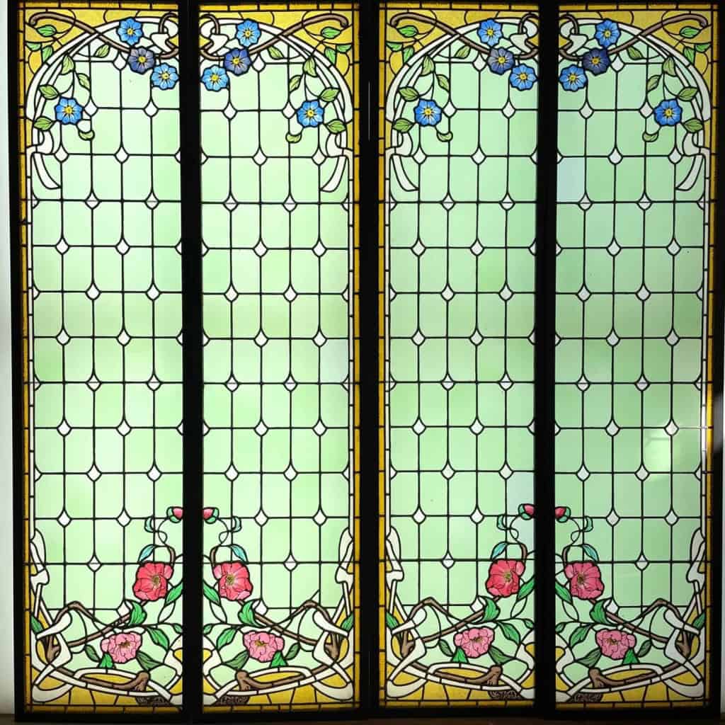 2 paires de vitraux clématites et pivoines | Biron ||||||