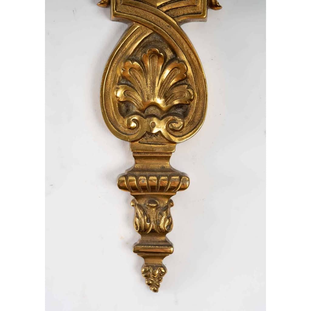 Série de 4 appliques Bronze doré poli vernis or style Louis XIV , 3 branches lumière